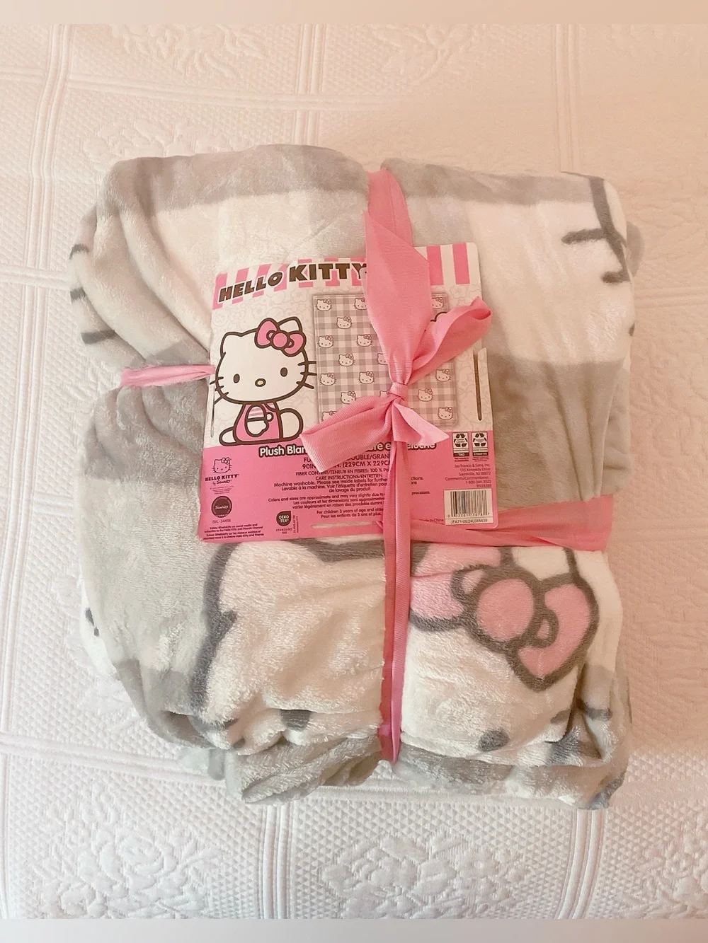 ྀིྀིྀིྀིྀི hello kitty gray plaid plush blanket